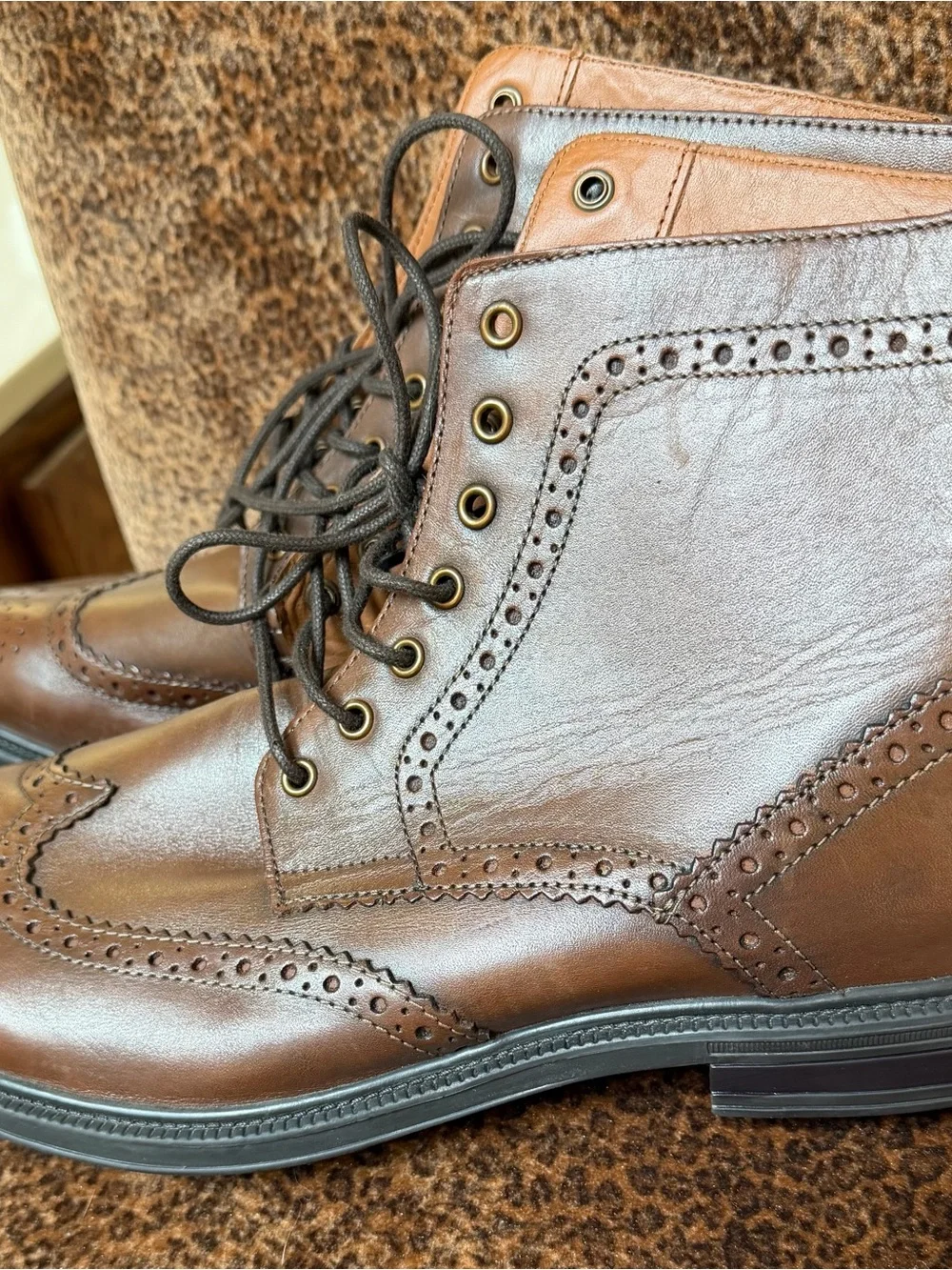 Stafford Brown Leather Chukka Wingtip Boots